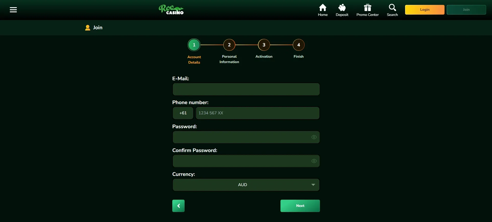 Roo Casino sign up